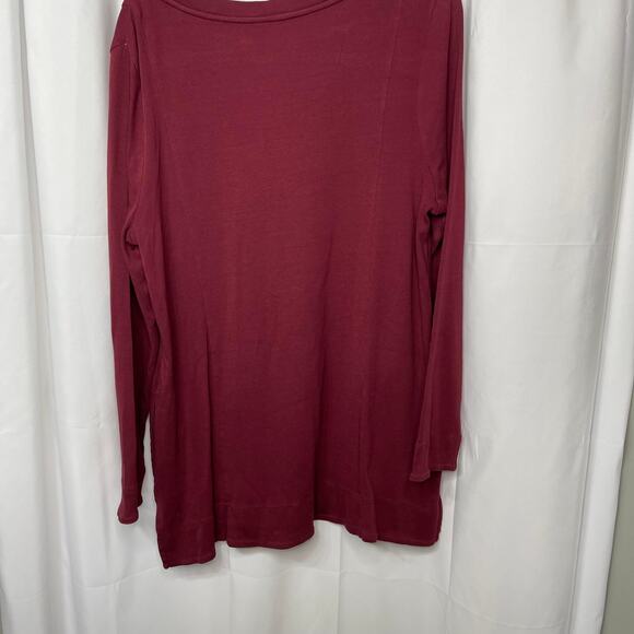 Chico's knit t-shirt tunic length top large 12 red burgundy THE UTLIMATE TEE - Picture 12 of 16